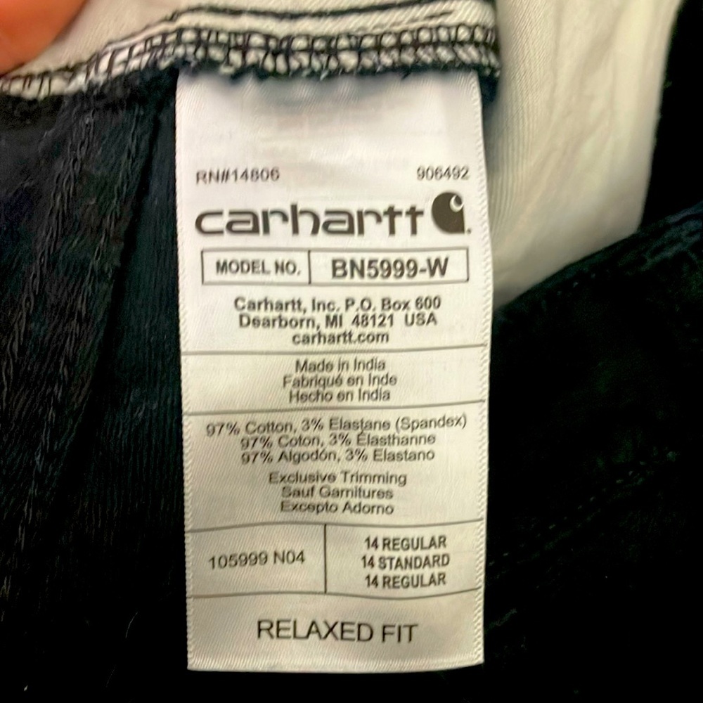 Carhartt Size 14 Regular Relaxed Fit Work Pants Black Womens - Picture 4 of 7